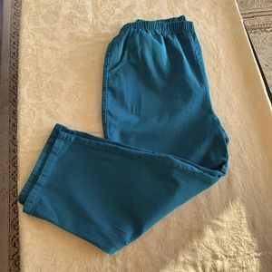 5/$30 Cute Denim&Co teal pull-on crop pants with pockets.  Size L